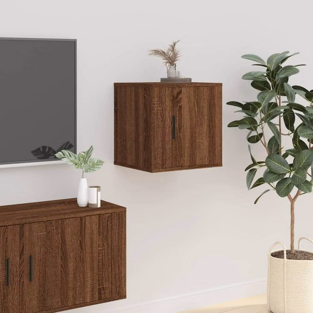 Berkfield Home Wall Mounted TV Cabinets, 2 Pack, Brown Oak, W: 40 cm, D: 34.5 cm, H: 40 cm – 4