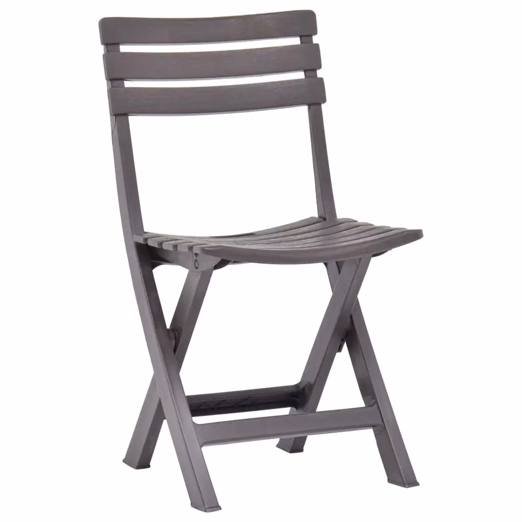 Berkfield Home Set of 2 Folding Plastic Garden Chairs in Grey Mocha – 2