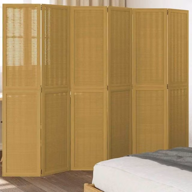 Berkfield Home 6-Panel Room Divider in Brown Solid Paulownia Wood