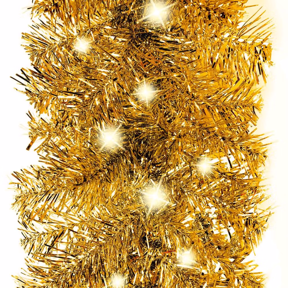 Berkfield Home Christmas Garland with LED Lights, Gold, 20 m – 2