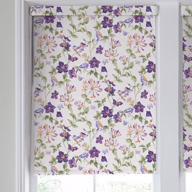 Laura Ashley Elmswell Translucent Made to Measure Roller Blind in Purple Floral Design