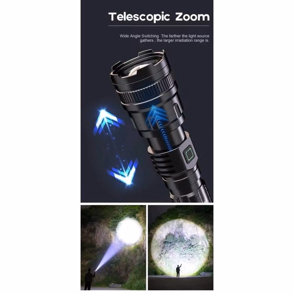 FLAVORA Super Bright 90000LM LED Tactical USB Flashlight in Black – 5