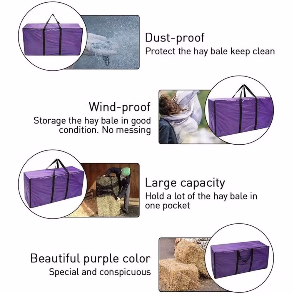 Nordara Hay Straw Bale Storage Bag in Purple, W: 60.0 cm, D: 60.0 cm, H: 59.0 cm – 4