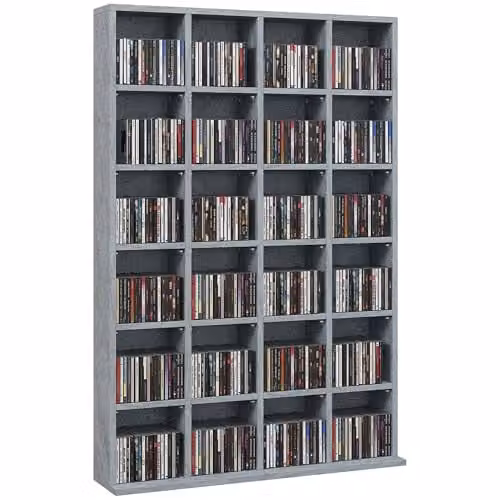HOMCOM Modern Media Storage Unit in Grey with Adjustable Shelves, W/H: 89 x 130.5 cm