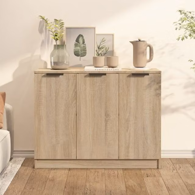 Berkfield Home Sonoma Oak Sideboard in Brown, W/D/H: 90.5 x 30 x 70 cm