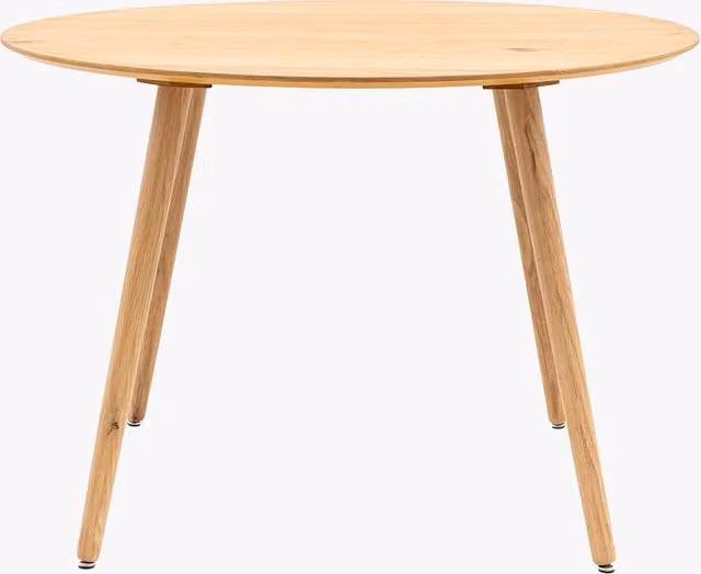 Perch & Parrow Mid-Century Round Oak Dining Table in Brown
