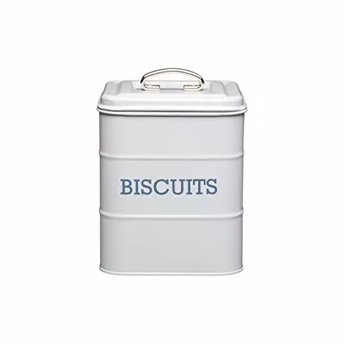 KitchenCraft Living Nostalgia Airtight Metal Biscuit Tin, Grey, W: 14.5 cm, D: 19 cm – 1