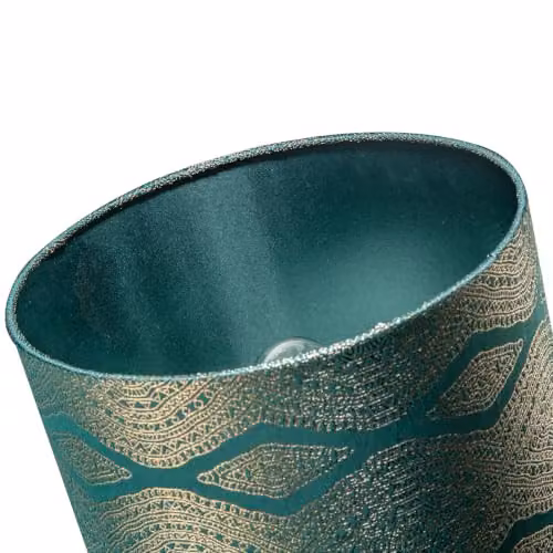 Happy Homewares Forest Green and Gold Geometric Cylinder Lamp Shade, Diameter: 30 cm – 3