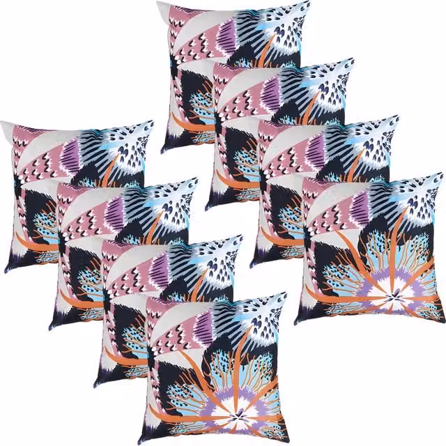 Gardenista Flora Lilac Printed Outdoor Scatter Cushion, Set of 8, Multicolour Floral Design