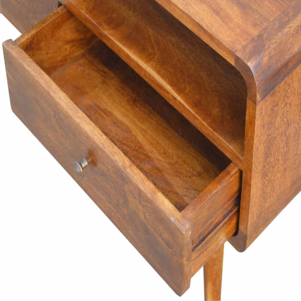 Wyld Haus Ostuni Low Curved Mango Wood TV Unit with 2 Drawers and Shelf in Brown – 5