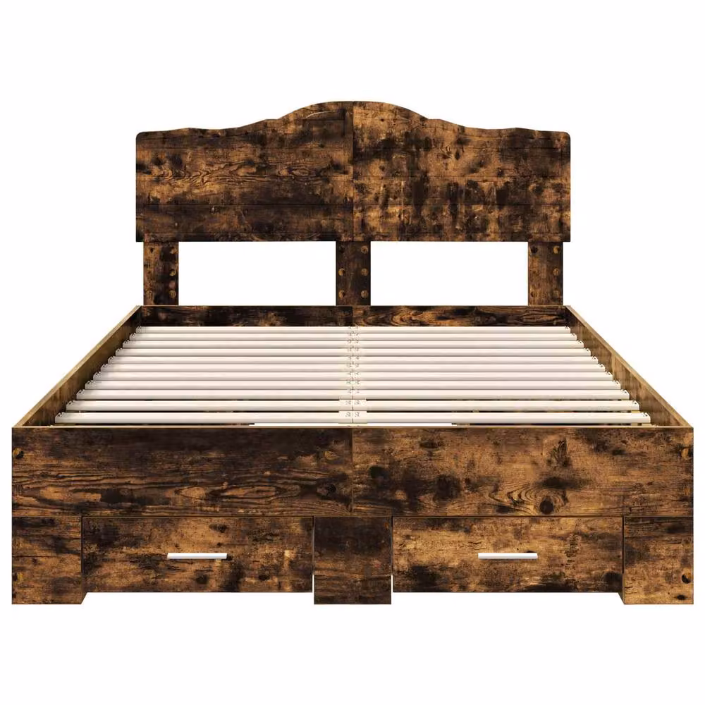 Berkfield Home Modern Bed Frame with Drawers in Smoked Oak Brown, W/D/H: 120 x 190 cm – 3