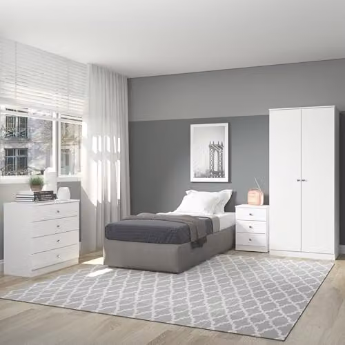 Seconique Denver 2 Door White Gloss Wardrobe with Full Hanging Space, W/D/H: 75 x 48 x 175 cm – 4
