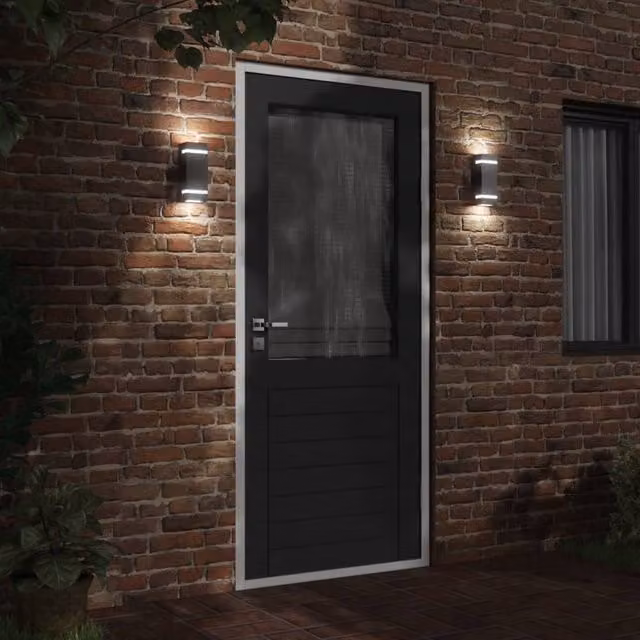 Berkfield Home Black Stainless Steel Outdoor Wall Lights, 2 Pack – 1