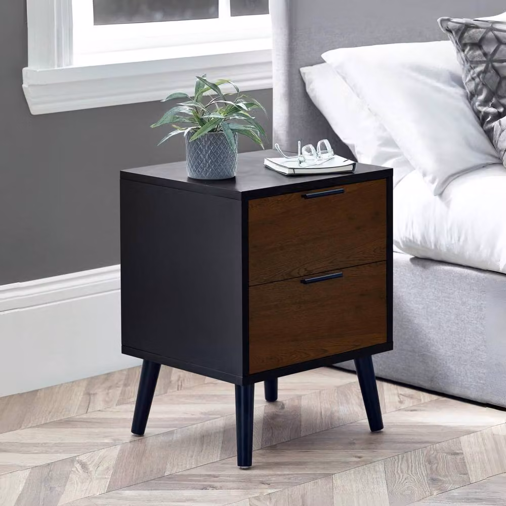 Cheshire Arden 2 Drawer Bedside Unit in Walnut and Black – 3