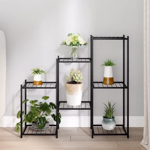 Berkfield Home Black Metal Flower Stand Planter, W/D/H: 83 x 25 x 80 cm – 1