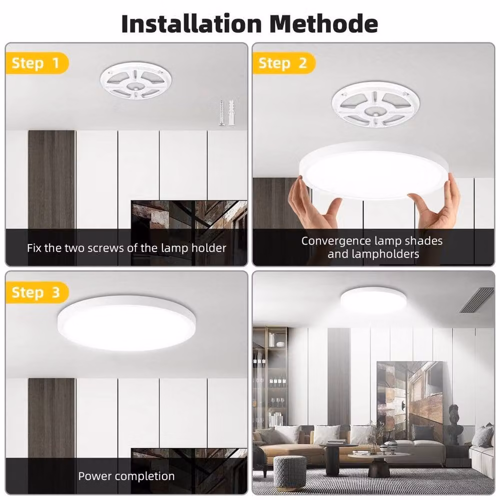 NESTLUNE 28W LED Round Flat Ceiling Light in White – 3