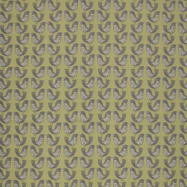 iLiv Scandi Birds Fabric Kiwi in Green and Grey