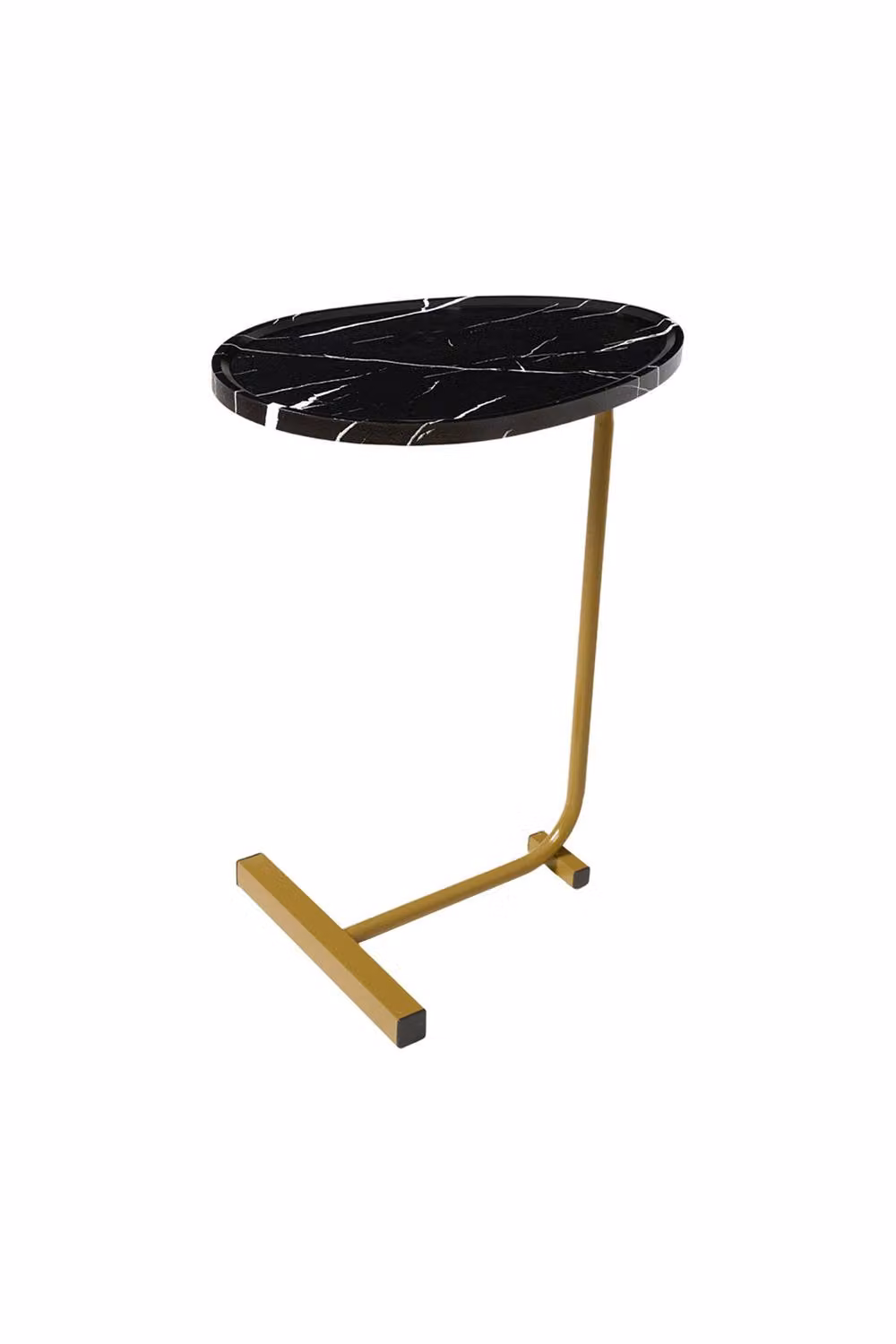 Living and Home Minimalist Round Metal Side Table with E1 MDF Tabletop in Multicolour – 3