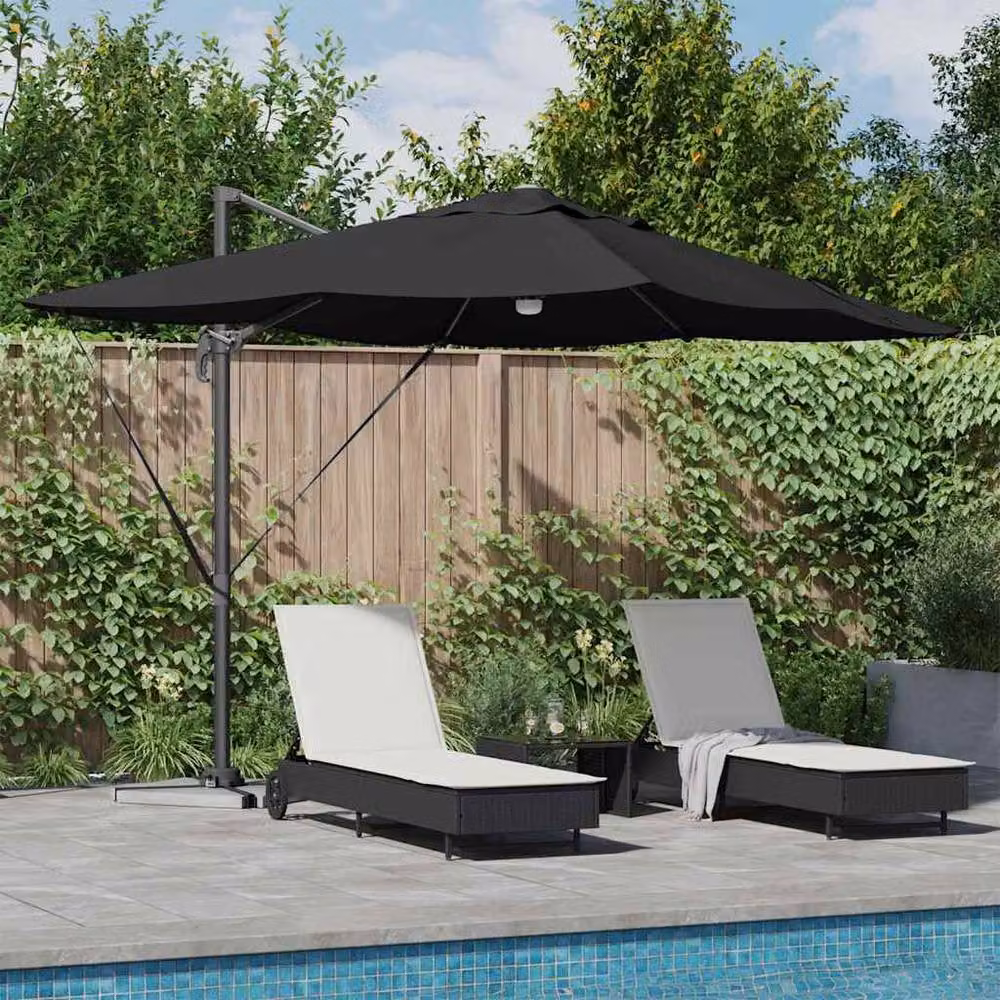 Berkfield Home Cantilever Umbrella in Black Polyester with Powder-Coated Steel Frame – 2