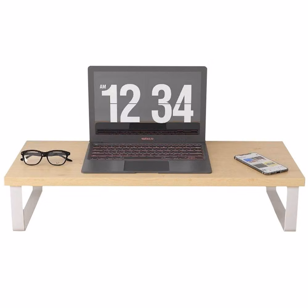 Nordara White and Natural Monitor Stand and Laptop TV Riser W: 50 cm, D: 20 cm, H: 8 cm – 2