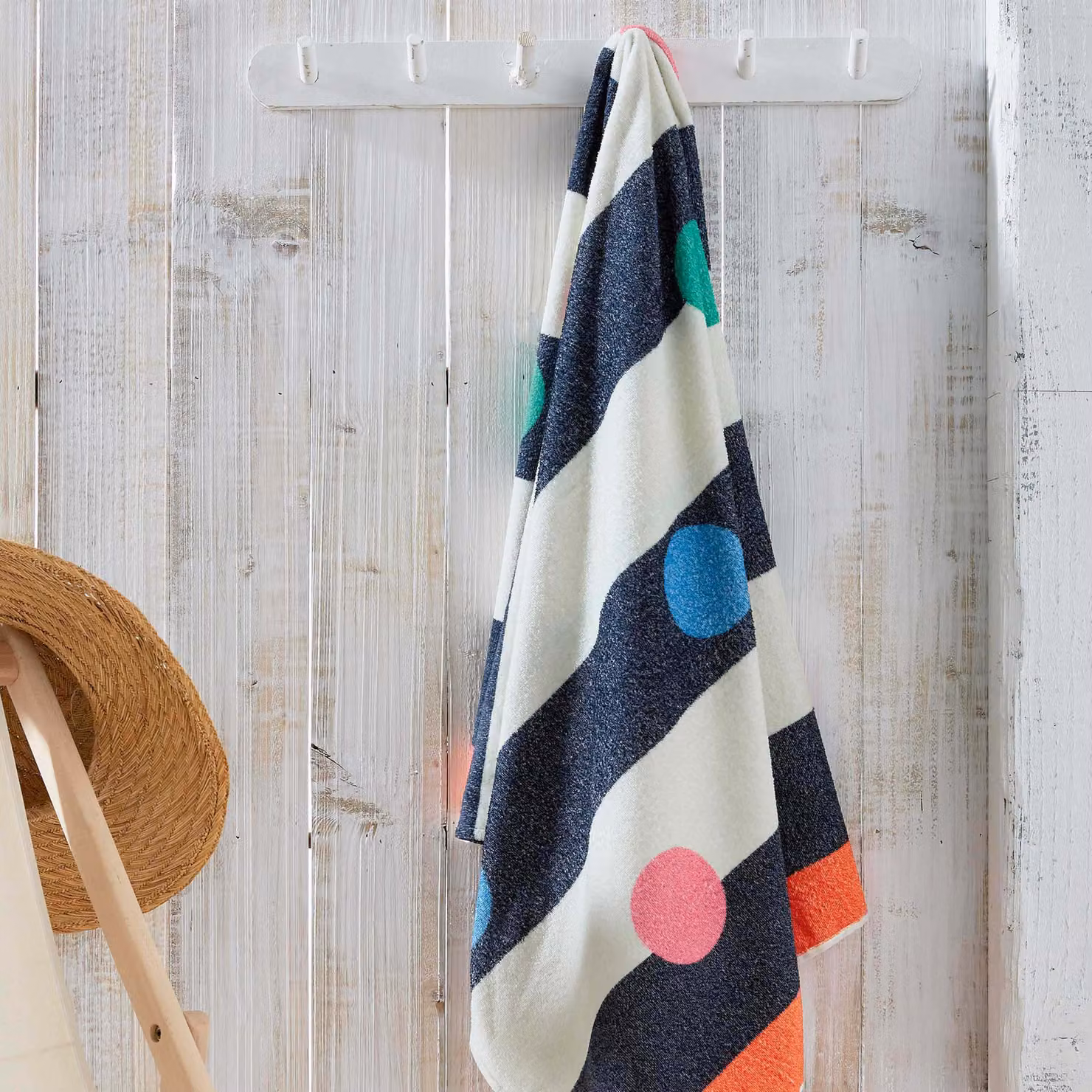 Joules Multi Spot Fluffy Cotton Terry Velour Beach Towel in Multicolour – 2