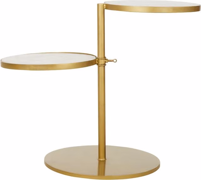 Orsina Modern Round Marble Side Table with Adjustable Height and Metal Base in Gold, White or Black, W/D/H: 40 x 40 x 68 cm