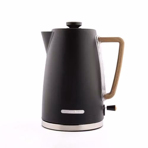 Hamilton Beach Scandi Electric Kettle, 1.7 l, Matte Black with Wood Effect - HBK01MB
