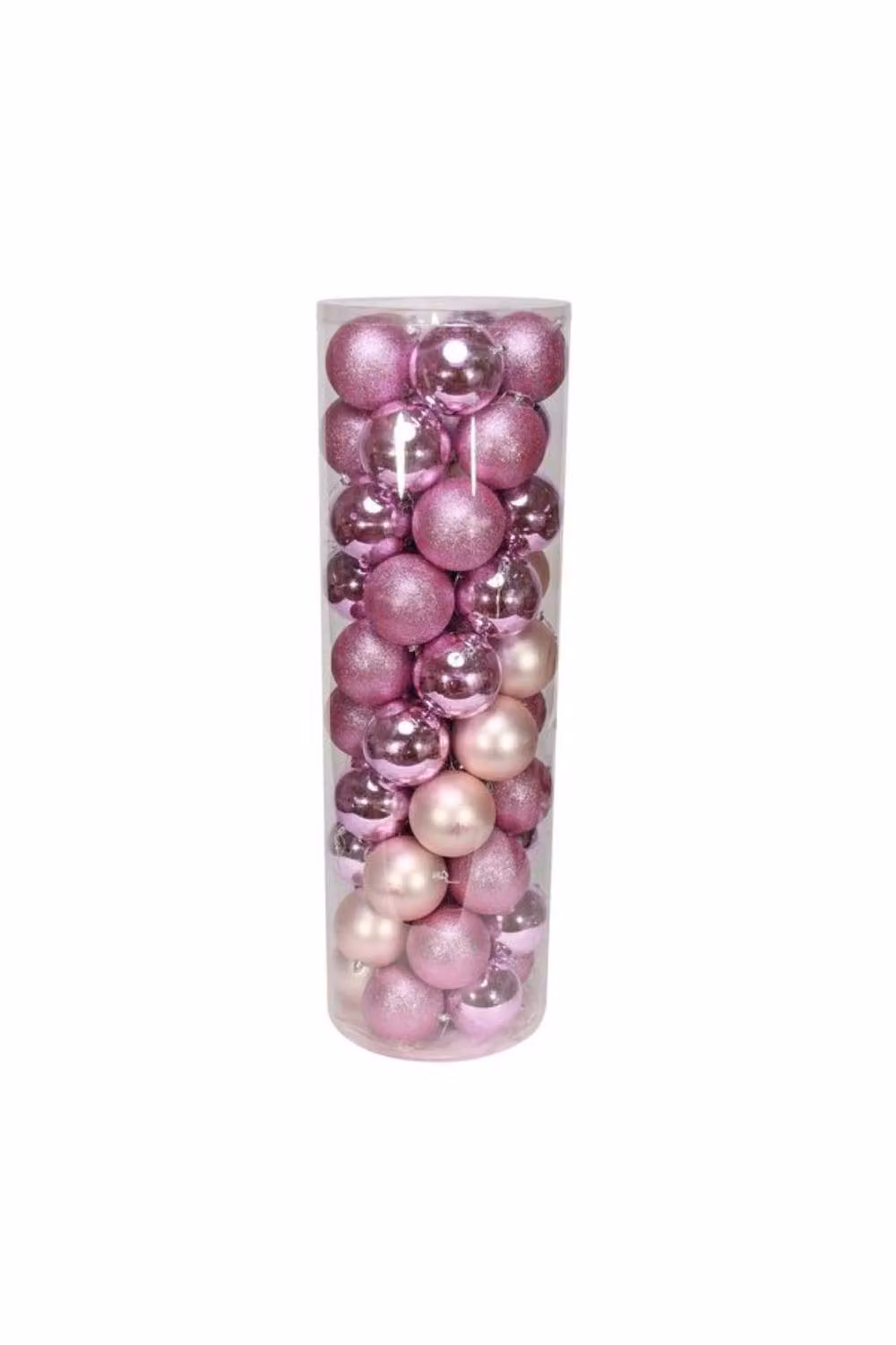 KDMD 48 Pink Christmas Baubles with Matt, Shiny and Glitter Finishes, Diameter: 10 cm – 2