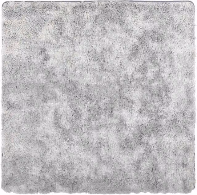 Berkfield Home NAVARRA Shaggy High Pile Rug, Silver Grey, W/D/H: 160 x 160 x 1 cm