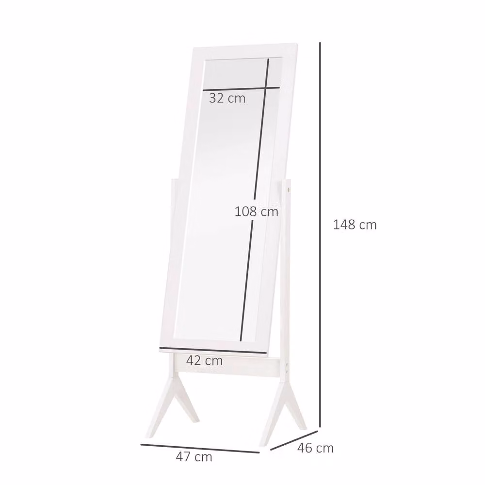 STILVORA Freestanding Rectangular Dressing Mirror in White, H 148 x W 47 cm – 2
