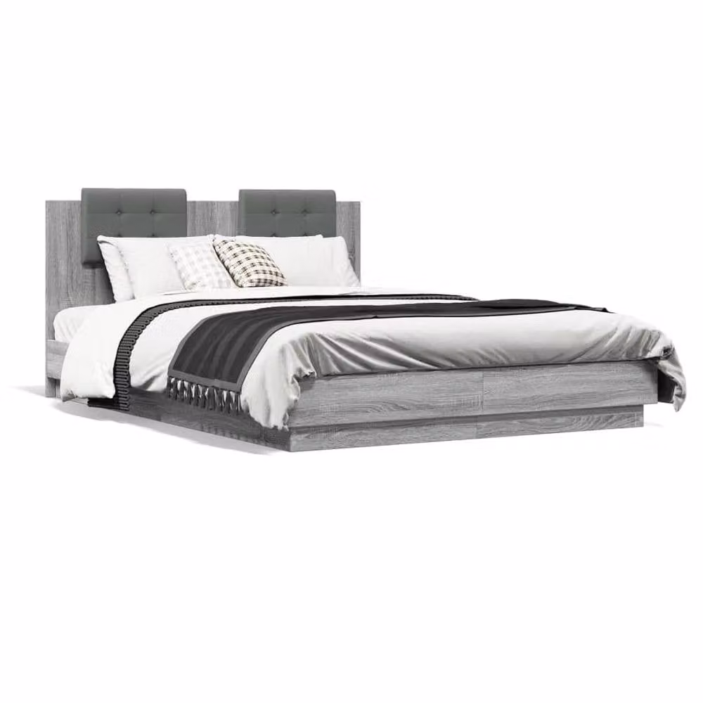 Berkfield Home Soft Upholstered Bed Frame in Grey Sonoma, Small Double, W/D/H: 120 x 200 cm – 3