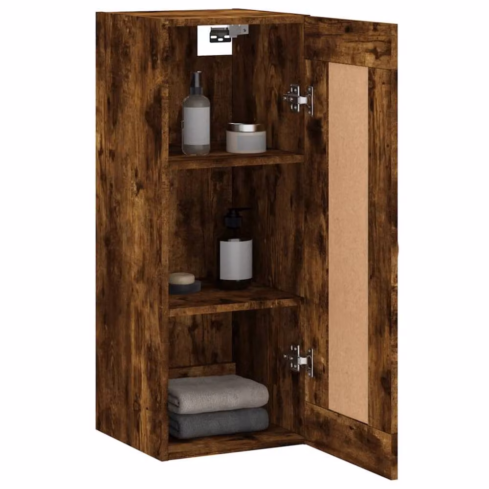 Berkfield Home Wall Mounted Smoked Oak Cabinet in Brown, W/D/H: 34.5 x 34.5 x 90 cm – 5