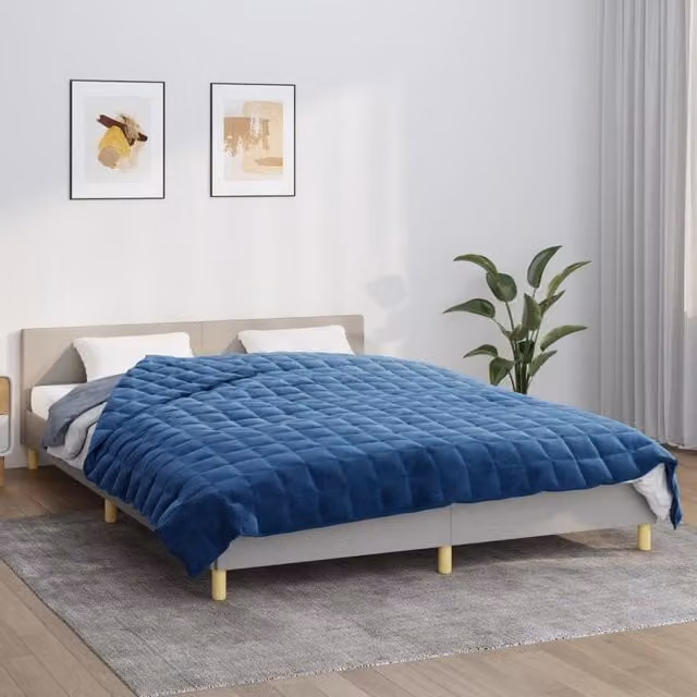 Berkfield Home Blue Weighted Blanket for Adults, W: 220 cm, D: 240 cm, 11 kg – 1
