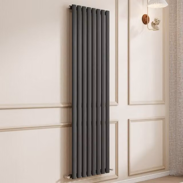Banyetti Orva Anthracite Vertical Single Oval Column Radiator, H 160 cm x W 47.2 cm – 1