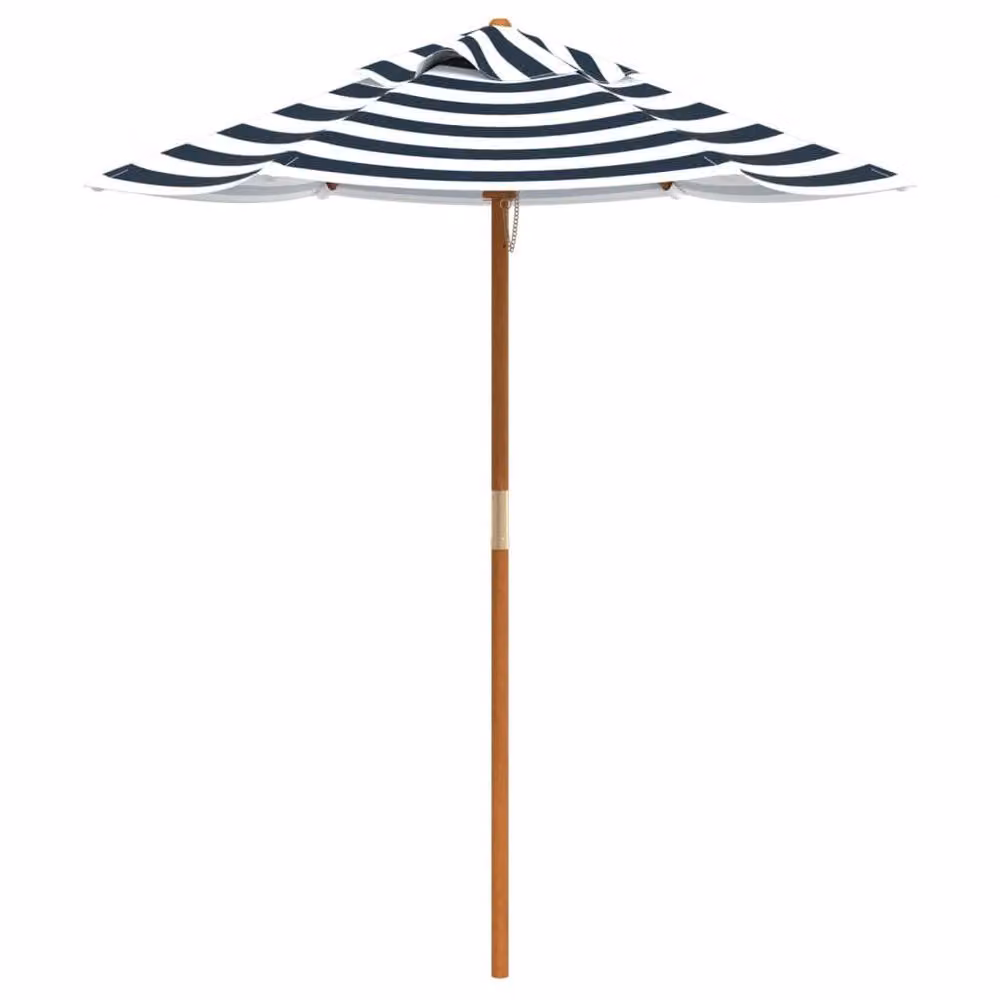 Berkfield Blue Striped Childrens Garden Umbrella with Wooden Pole W/D: 120 x 140 cm – 2