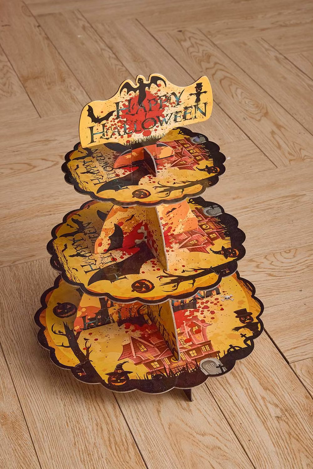 Living and Home 3-Tier Halloween Cardboard Cupcake Display Stand in Multicolour – 3