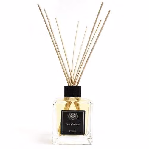 Ancient Wisdom Natural Lime and Ginger Essential Oil Reed Diffuser in a Transparent Glass Tabletop Bottle