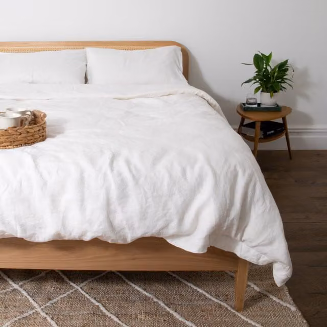 Native Natural White Single 100% Linen Duvet Cover, W: 135 cm, L: 200 cm