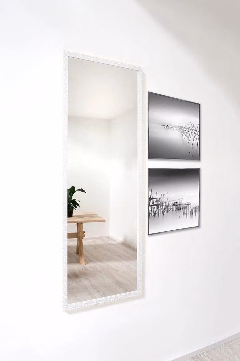 Nielsen Design Florentina Rectangular Wall Mirror in White, W: 50 cm, H: 150 cm
