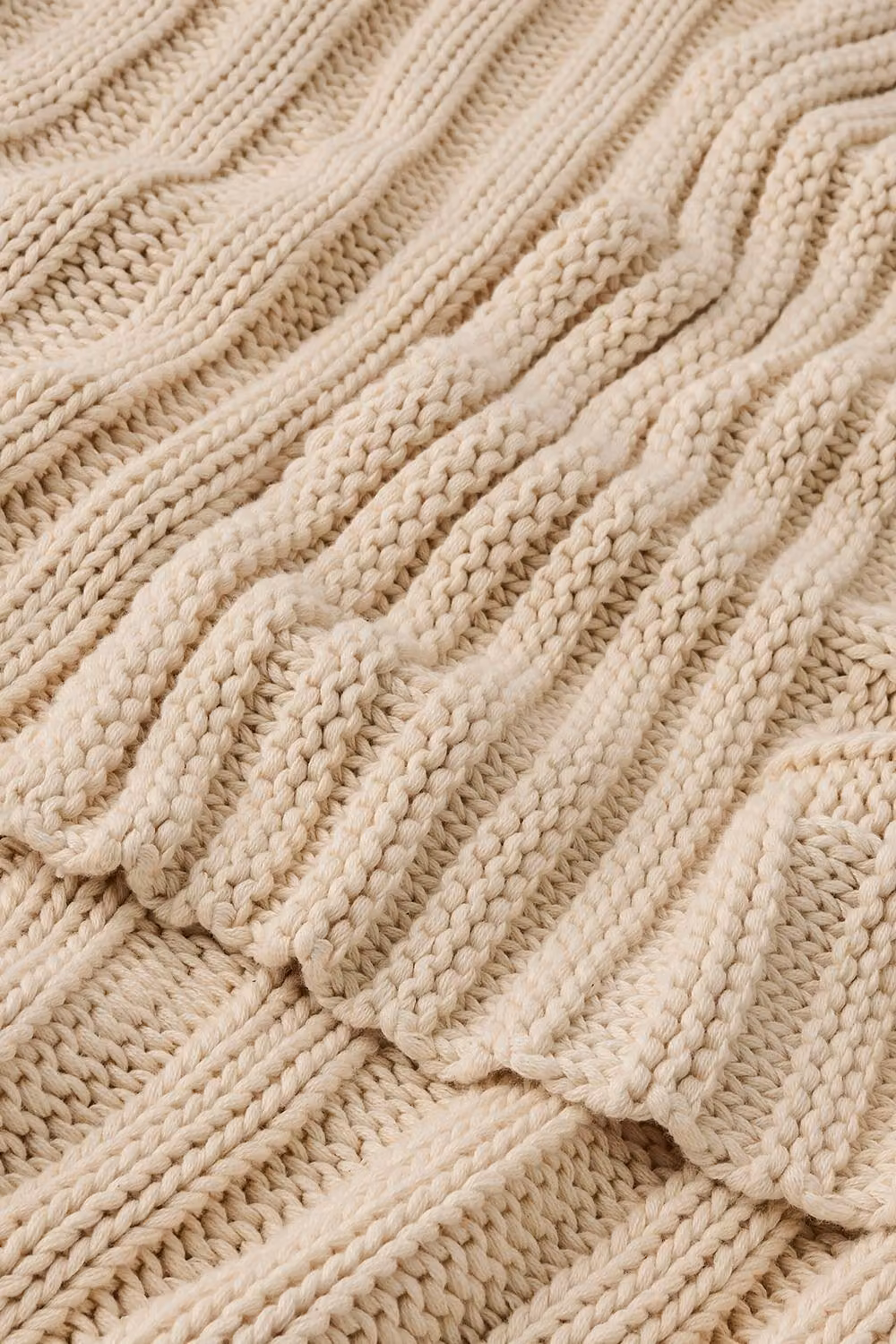 CHRISTY Cambridge Knitted Cotton Ribbed Throw in Beige, W: 140 cm, L: 180 cm – 3