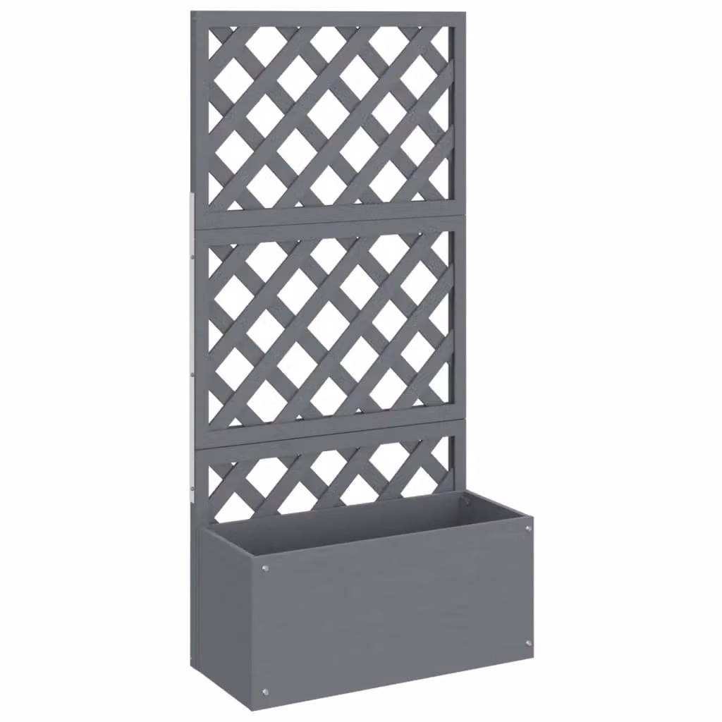 Berkfield Home Trellis Planters, 2 Pack, Grey WPC, W: 65 cm, D: 33 cm, H: 135 cm – 3