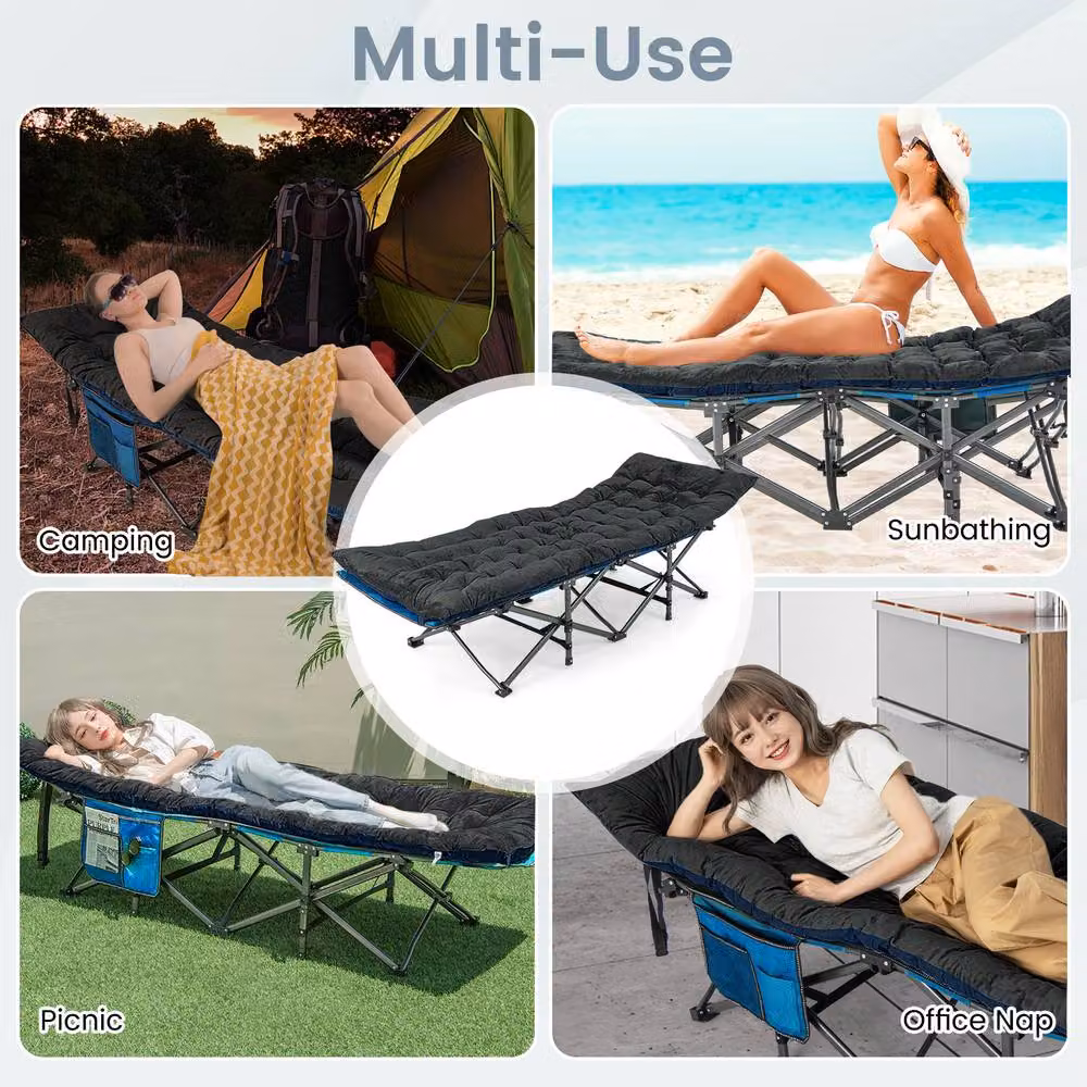 Costway Grey Folding Lounge Chair Cushion, Thickened Recliner Cushion, W/D/H: 190 x 70 x 7 cm – 4