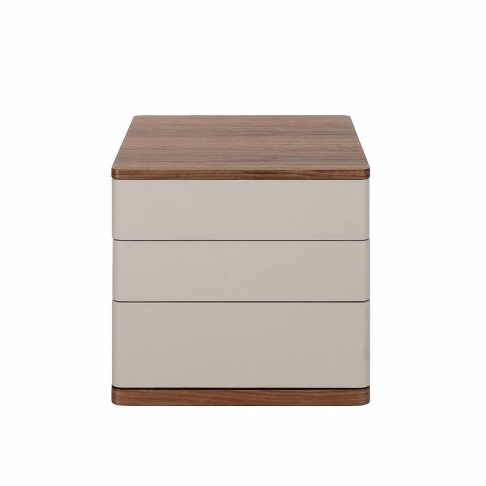 Angel Cerda Grey and Walnut Veneer Bedside Table with Soft-Close Drawers – 2