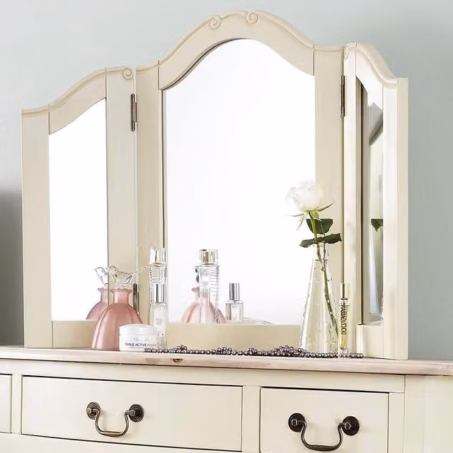 Statement Furniture Juliette 3-Way Dressing Table Mirror in White and Gold, W84cm x H60cm x D2cm – 1