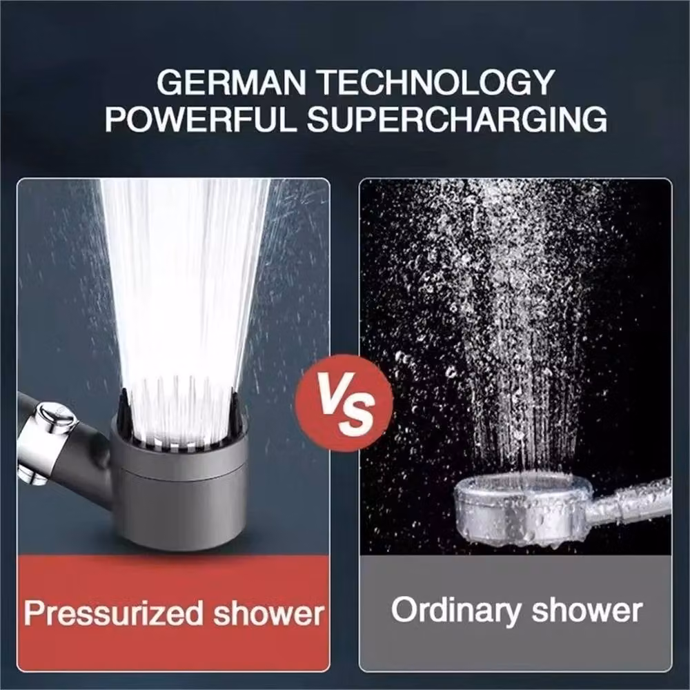 NESTLUNE 3 Modes High Pressure Water Saving Shower Head in Grey, W: 180 cm, H: 180 cm – 3