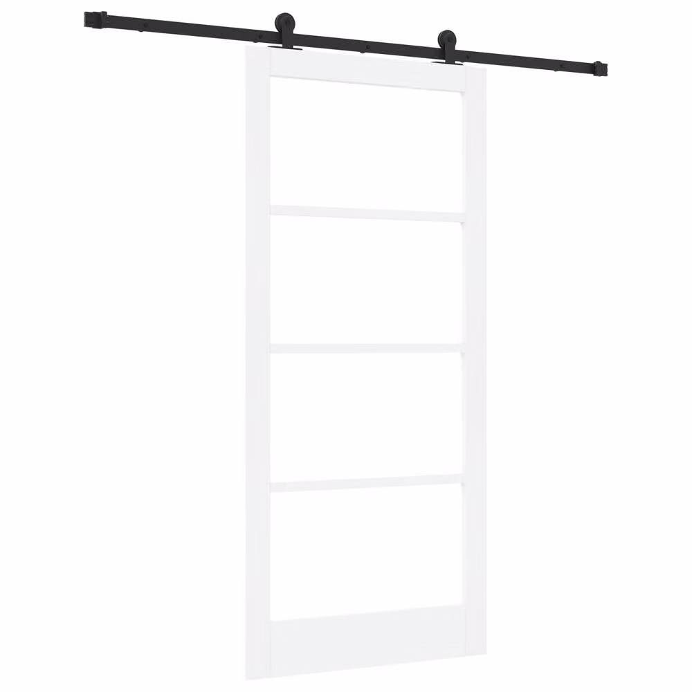 Berkfield Home Orkdal Sliding Door with Hardware Set in White Lacquered Solid Wood and Glass – 2