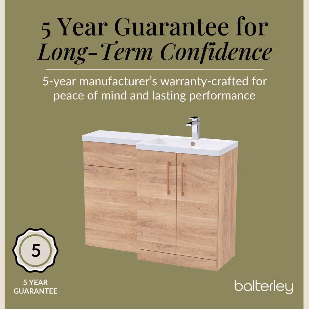 Balterley Modern Freestanding Bathroom Vanity Unit in Light Oak Brown, W: 110 cm x H: 84 cm – 2