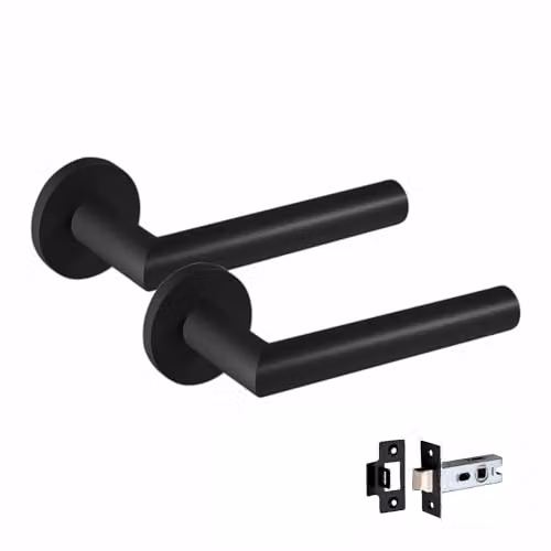 Golden Grace Mitred Door Handles on Round Rose in Matt Black Finish – 2