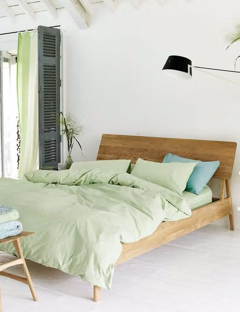 Designers Guild Loweswater Single Cotton Percale Duvet Cover Set, Green