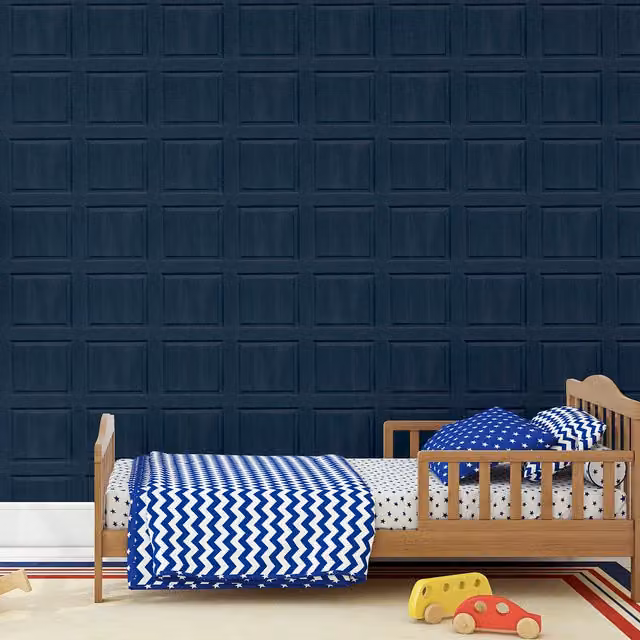 Arthouse Washed Panelled Wallpaper in Navy – 1